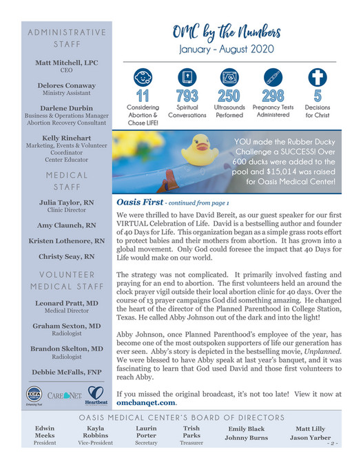 Oasis Medical Center - October 2020 Newsletter - Page 1 - Created with ...