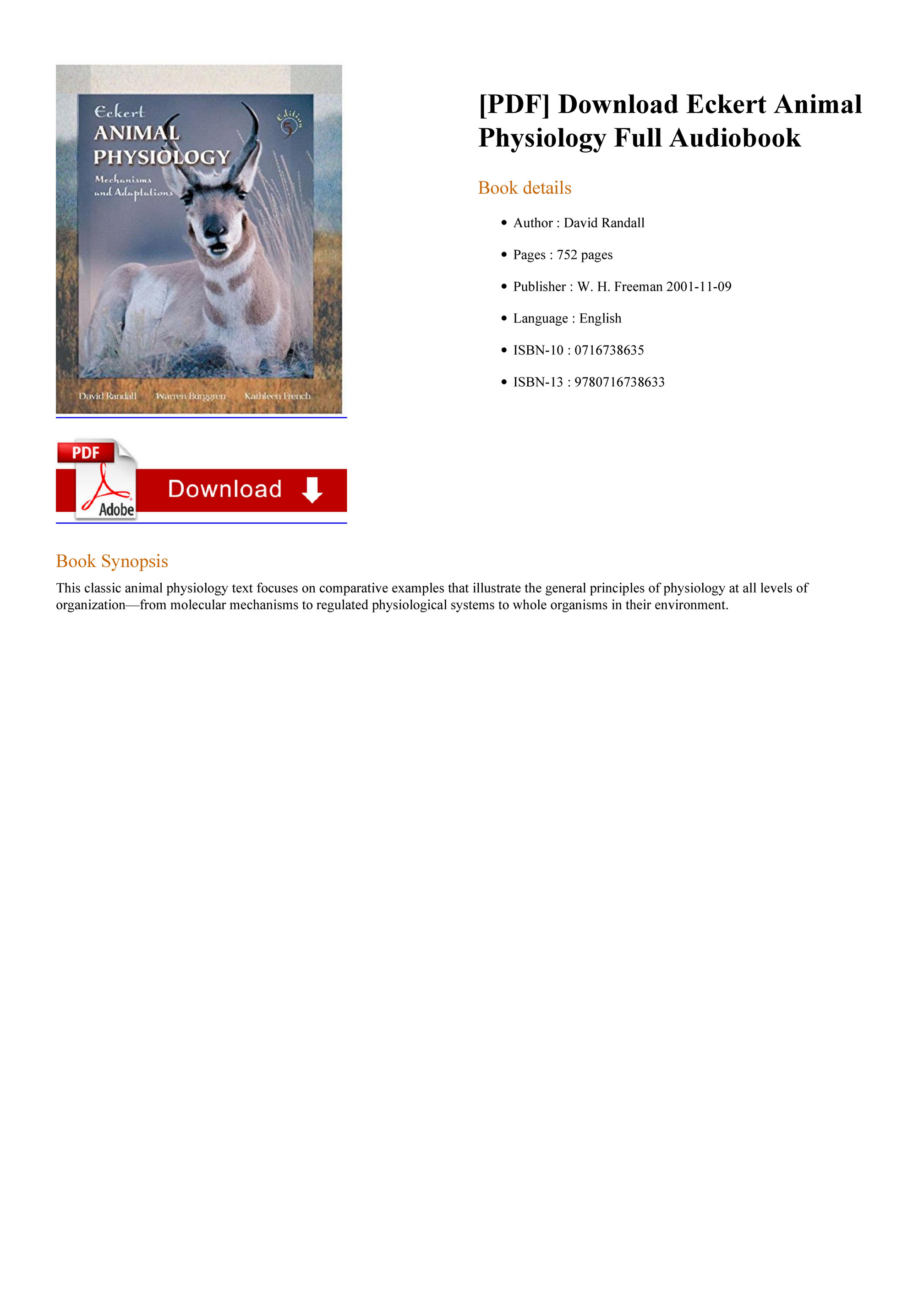 principles of animal physiology pdf