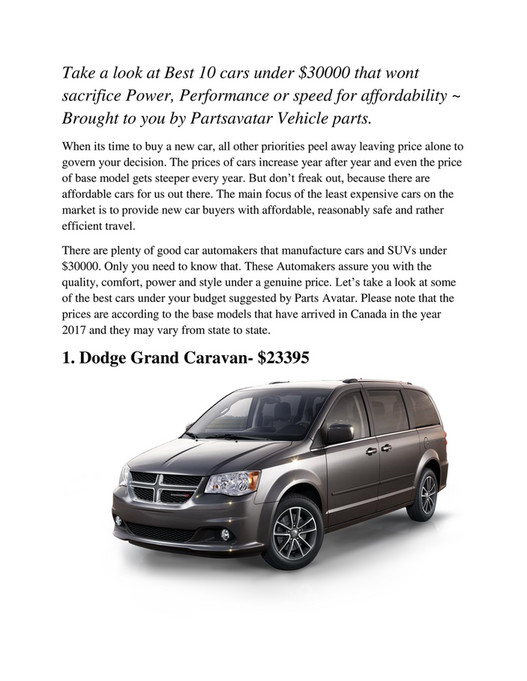 Partsavatar Auto Parts Avatar Car Reviews Want To An Take A Look At Best 10 Cars Under 30000 That Wont Sacrifice Performance Or