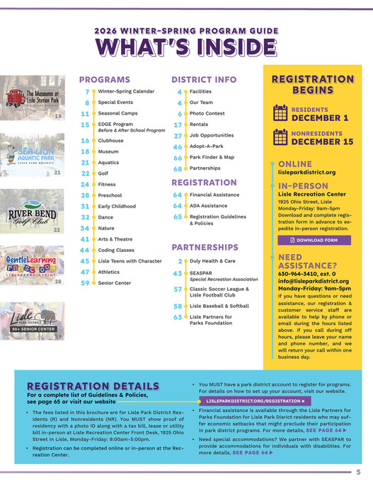 Lisle Park District's 2026 Winter-Spring Program Guide - Page 6-7