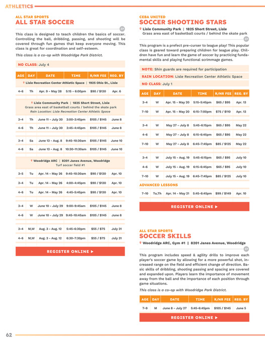 League Stars Program.pdf Lisle Park District's 2026 Summer Program Guide - Page 60-61