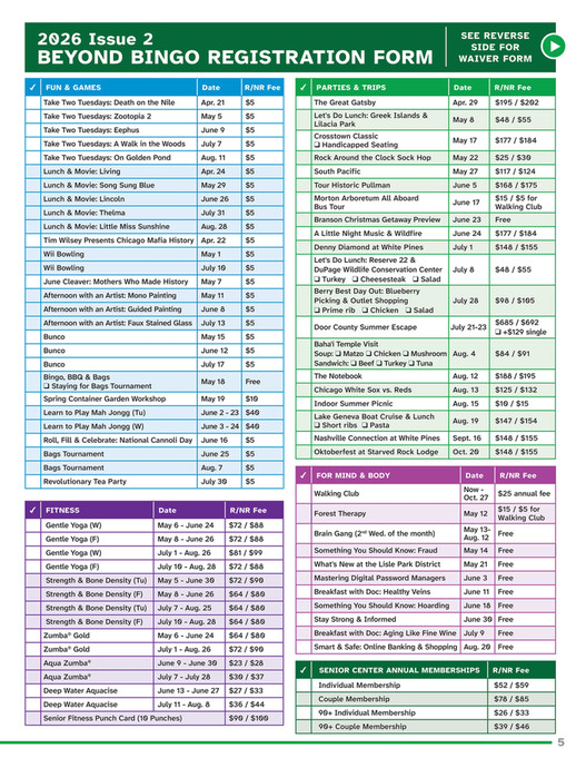 Lisle Park District's Senior Center 50+ 2026 Beyond Bingo Guide - Issue ...