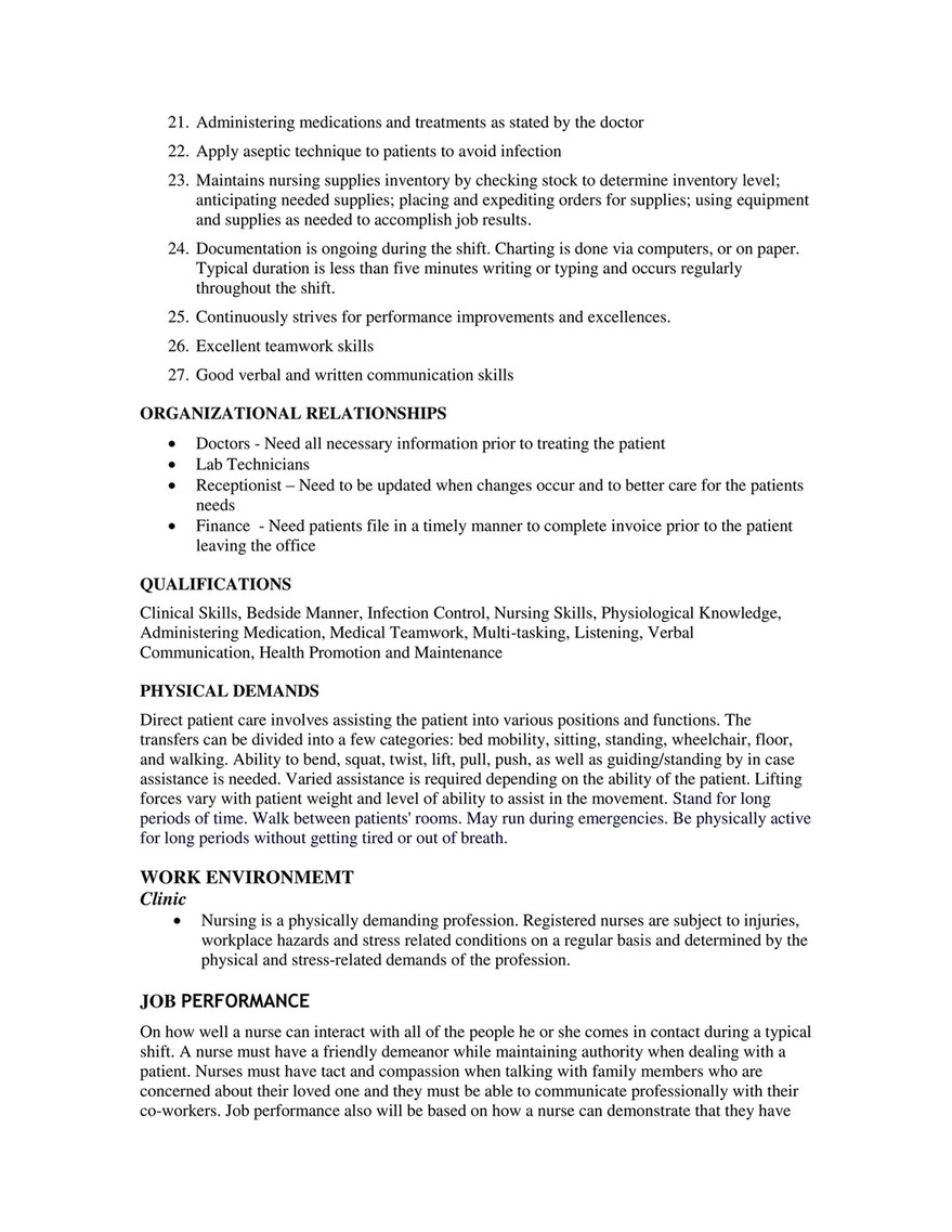 Nurse Job Description Astonishingceiyrs