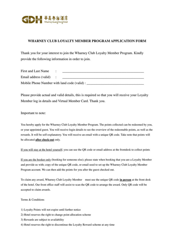 Wharney Guang Dong Hotel Hong Kong The Wharney Club Loyalty Member Program 2 Page 1 Created With Publitas Com