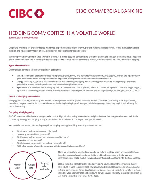 CIBC US - Hedging commodities in a volatile world - Page 1