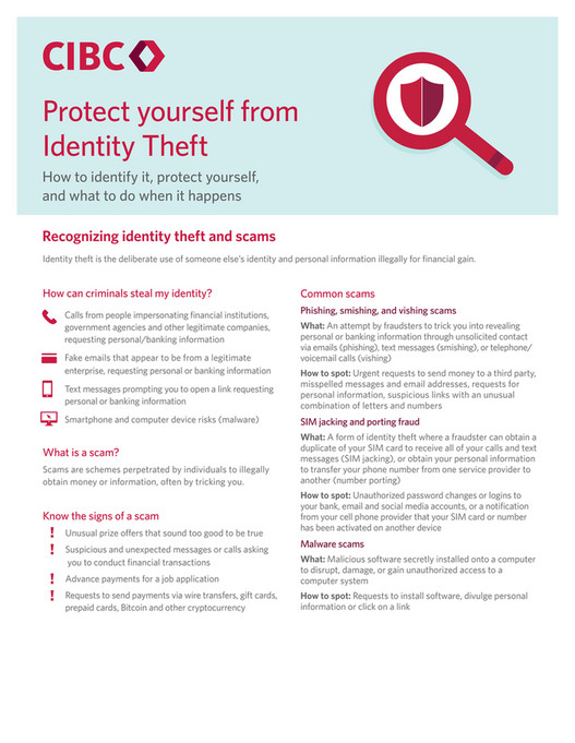 Cibc Security Code CIBC US - Protect Your Identity - Page 1