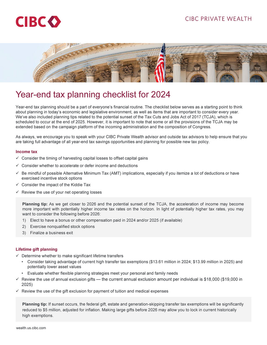 CIBC US - Year end tax planning - 2024.PDF - Page 1
