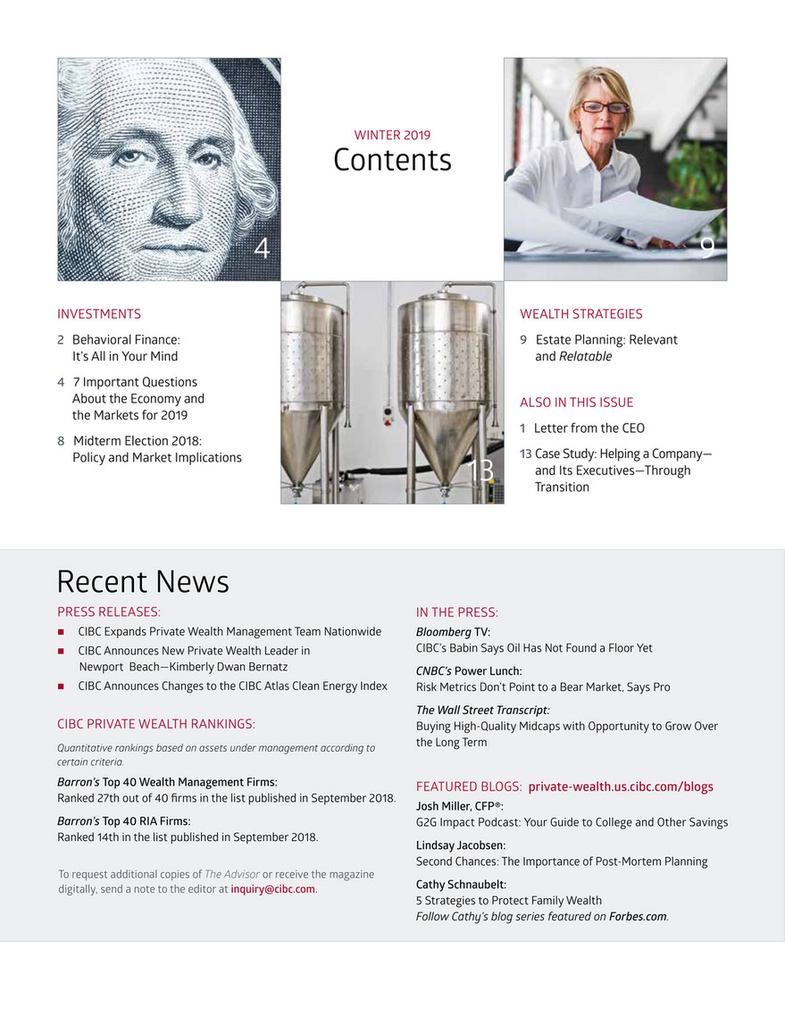 The Advisor Q1 2019 Cibc Private Wealth Management Page 2