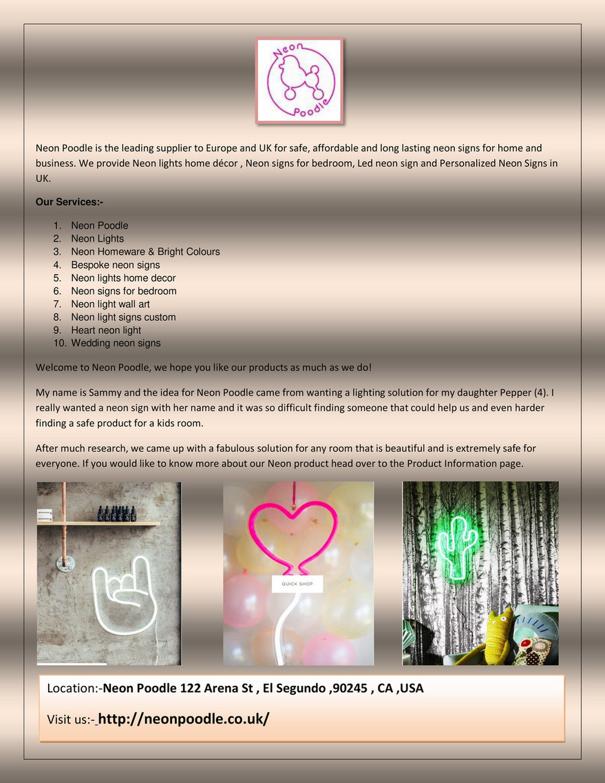 H4c Neon Poodle Europe And Uk Custom Signs For Home Custom Neon Signs