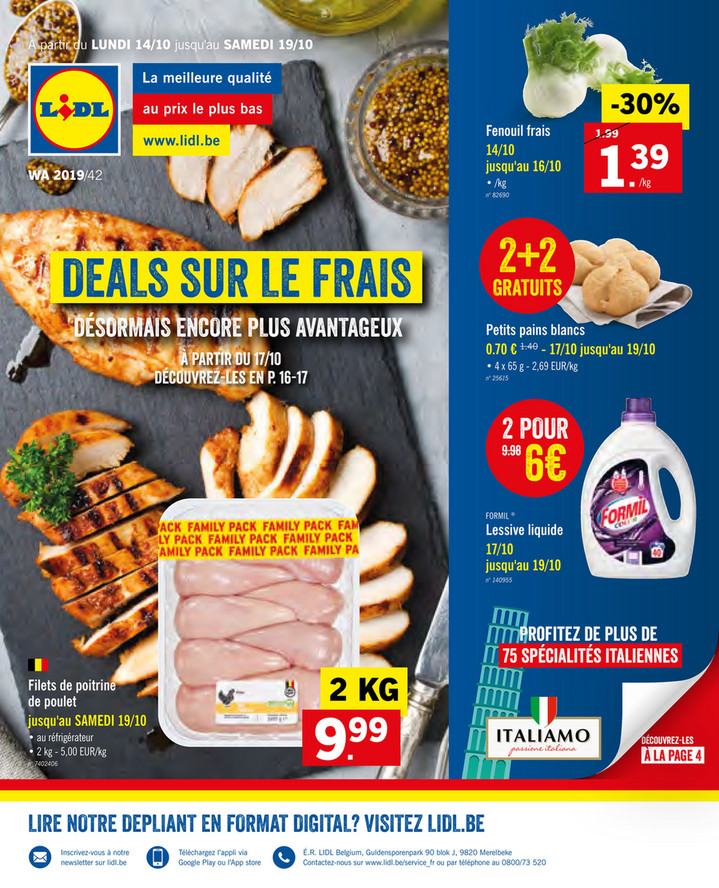 Folder Lidl du 14/10/2019 au 19/10/2019 - Promotions de la semaine 42a