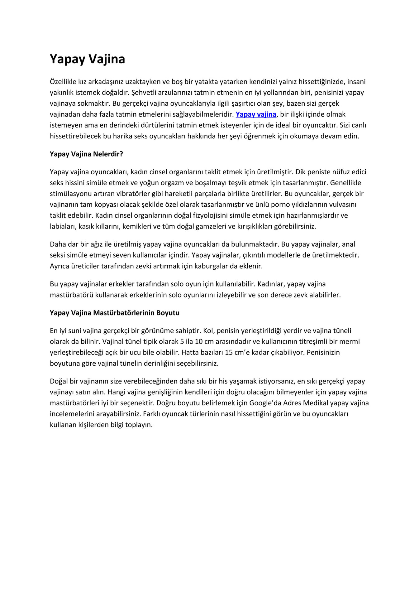 Yapay vajina kullanımı