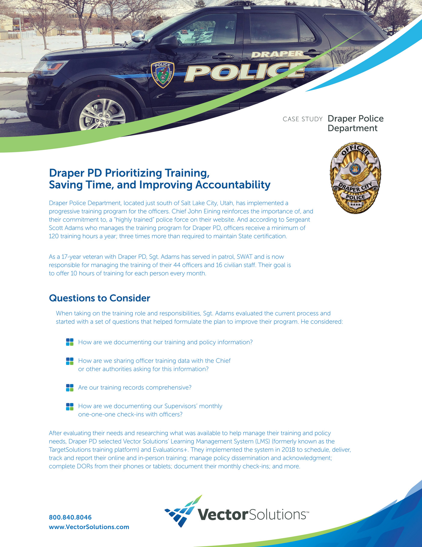 Vector Solutions Public Sector Draper Police Department Case Study Page 1