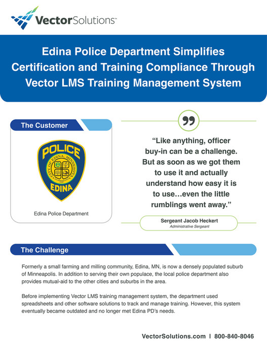 Vector Solutions Public Sector Edina Police Department Case Study Page 1