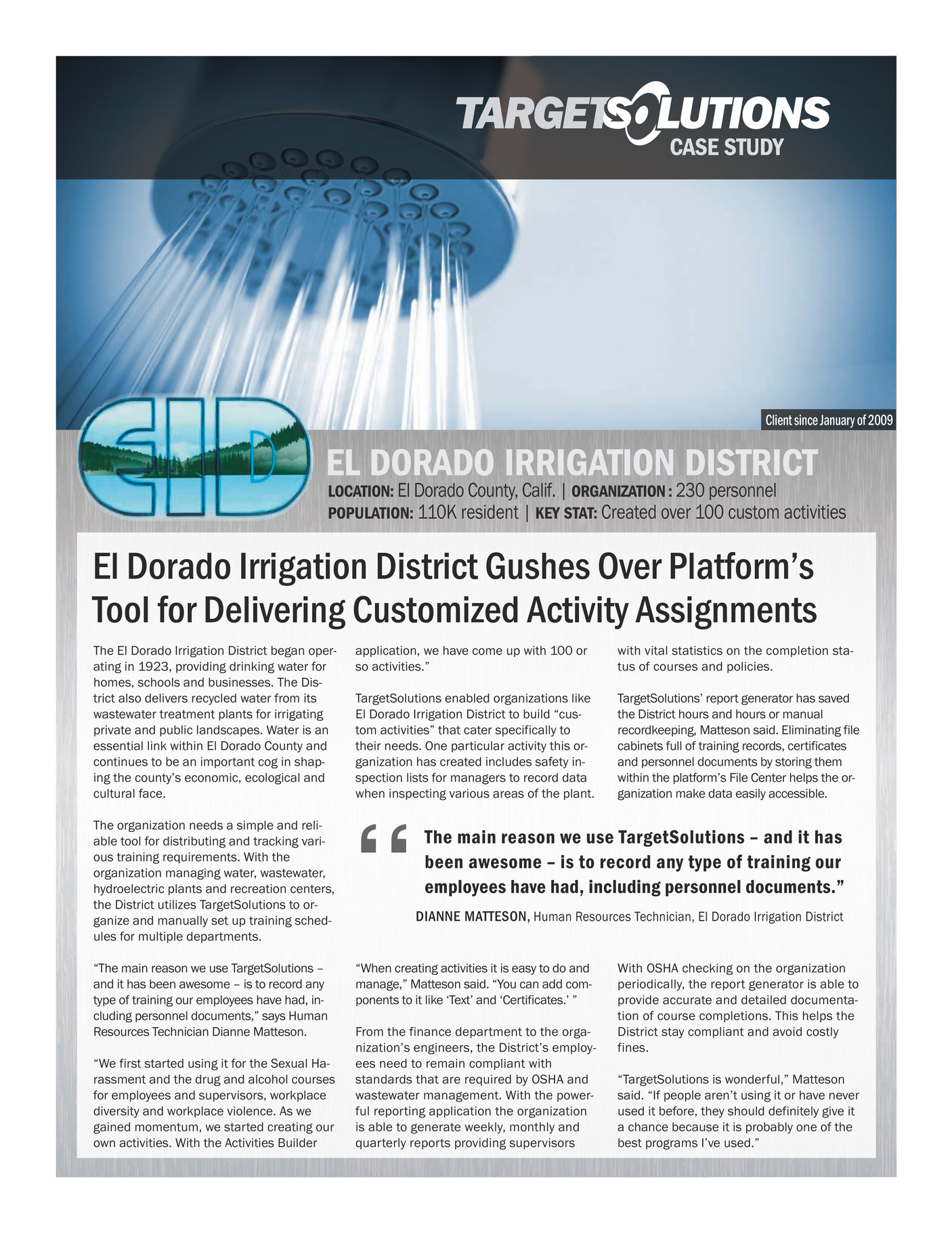 Vector Solutions Public Sector El Dorado Irrigation District Success 