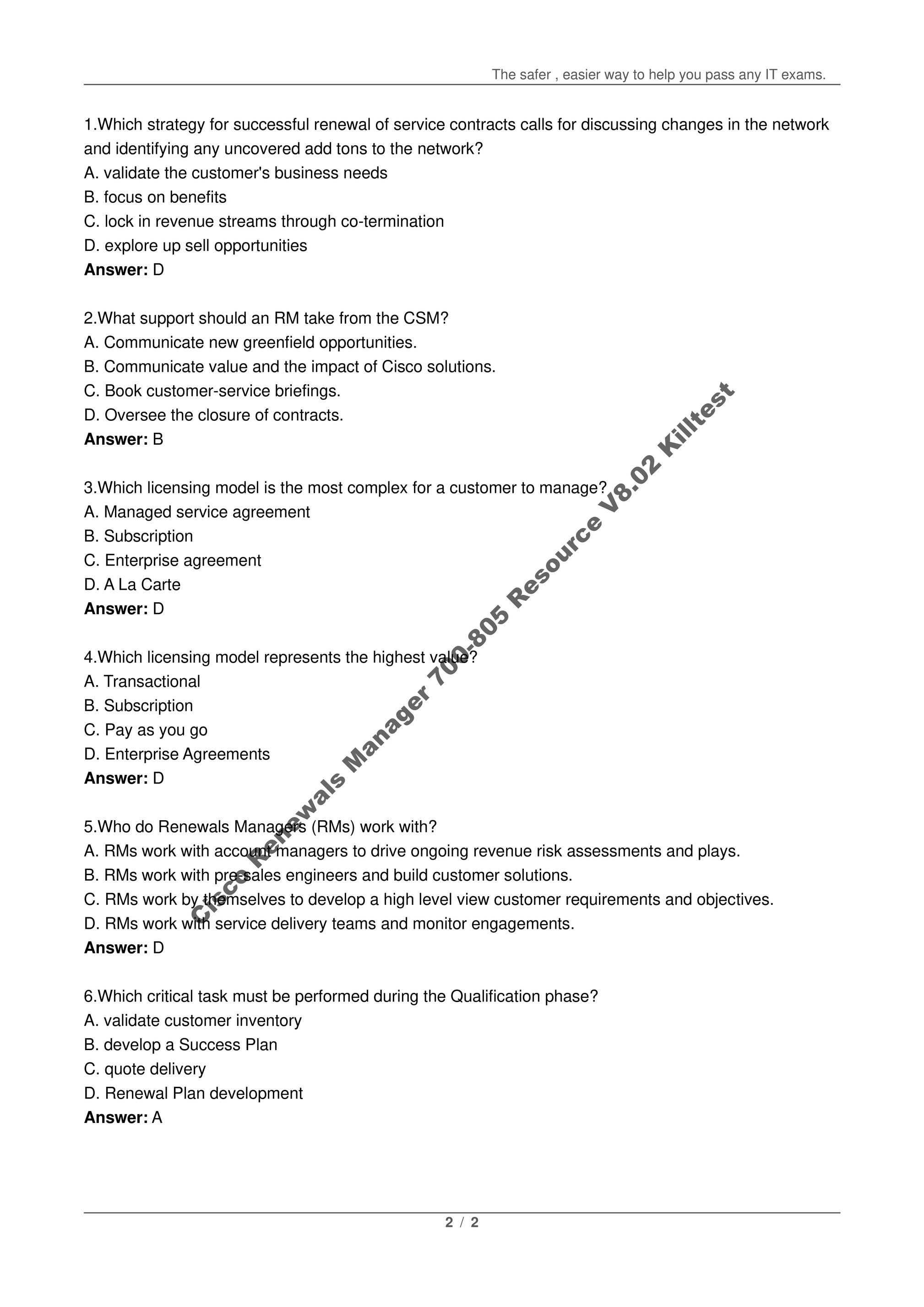 700-805 Latest Exam Practice