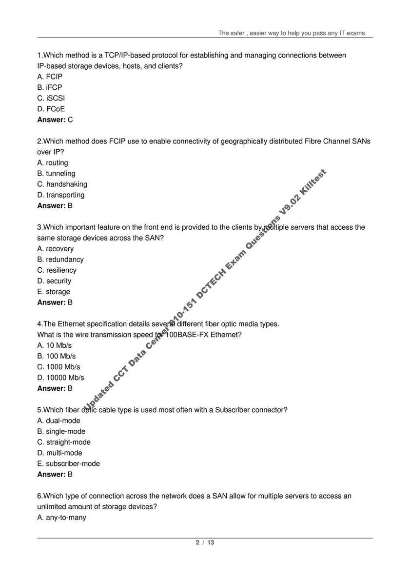 Killtest - Updated CCT Data Center 010-151 DCTECH Exam Questions V9.02  Killtest - Page 2-3 - Created with Sns-Brigh10