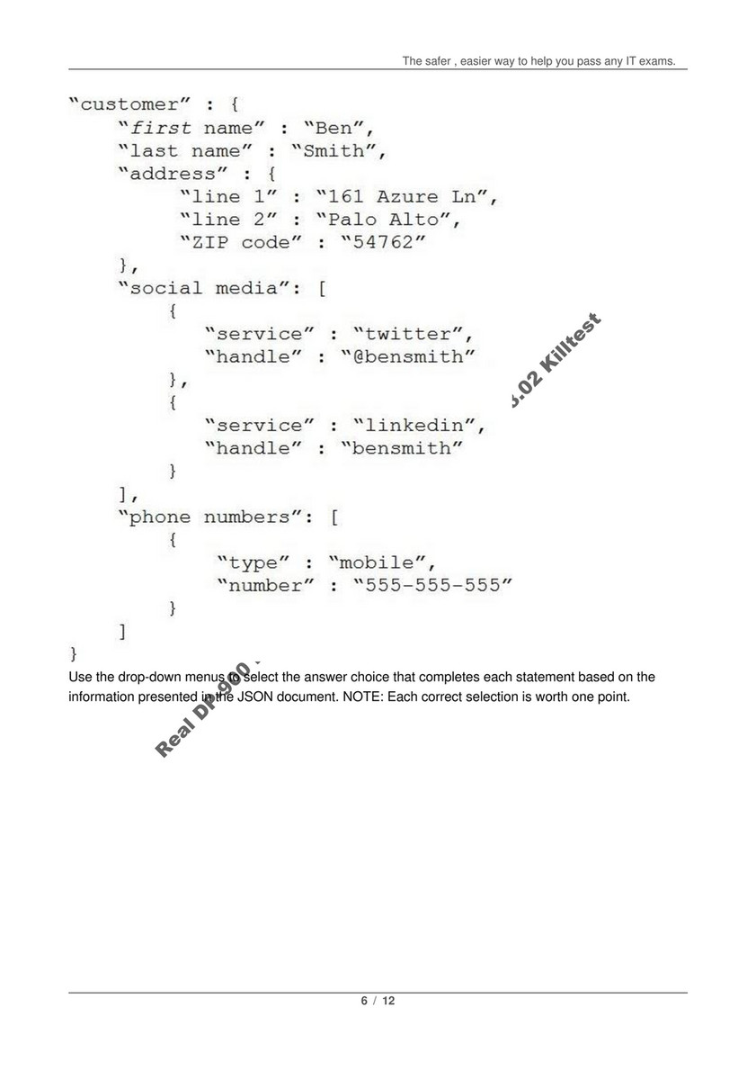 Killtest - Real DP-900 Exam Questions Microsoft Azure V8.02 Killtest - Page  6-7 - Created with Sns-Brigh10