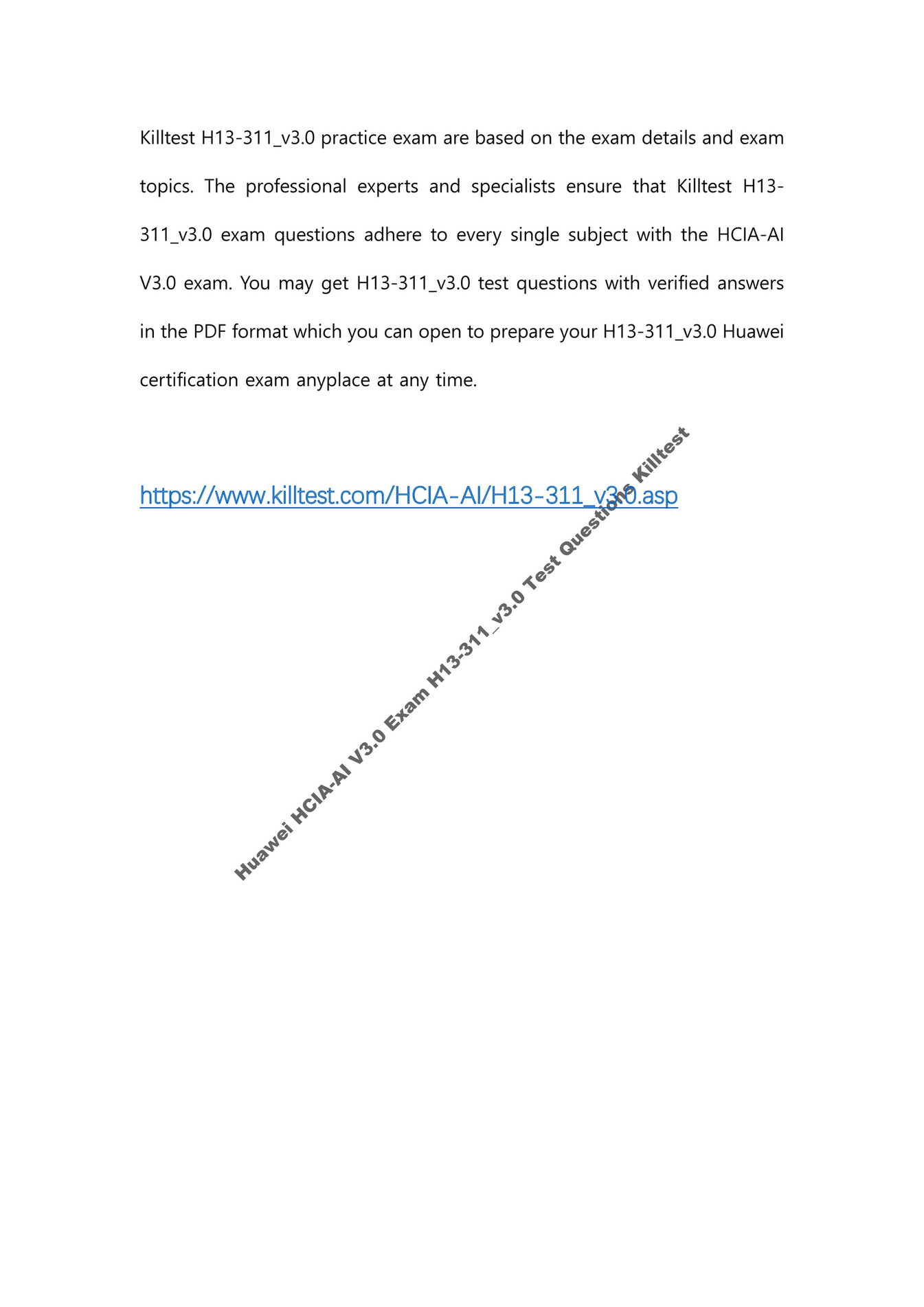 Killtest - Huawei HCIA-AI V3.0 Exam H13-311_v3.0 Test Questions Killtest -  Page 1 - Created with Sns-Brigh10