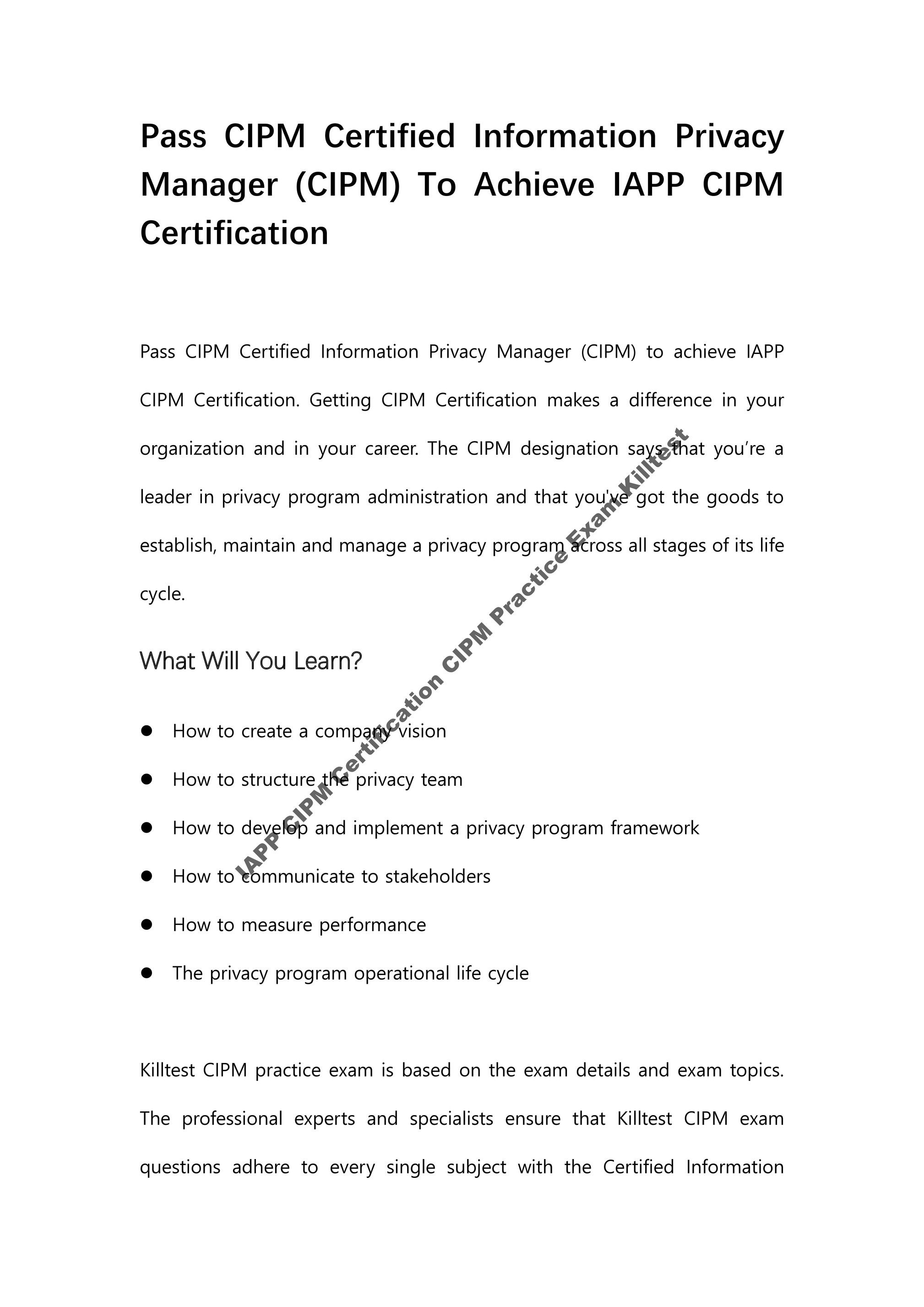 CIPM PDF Demo