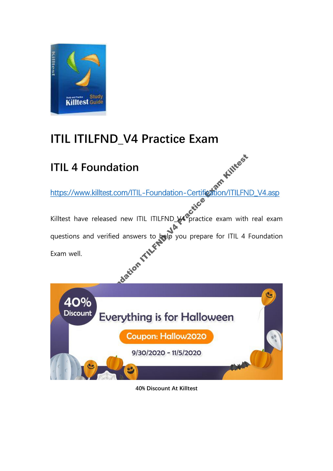 Killtest - ITIL 4 Foundation ITILFND_V4 Practice Exam Killtest - Page 1 ...