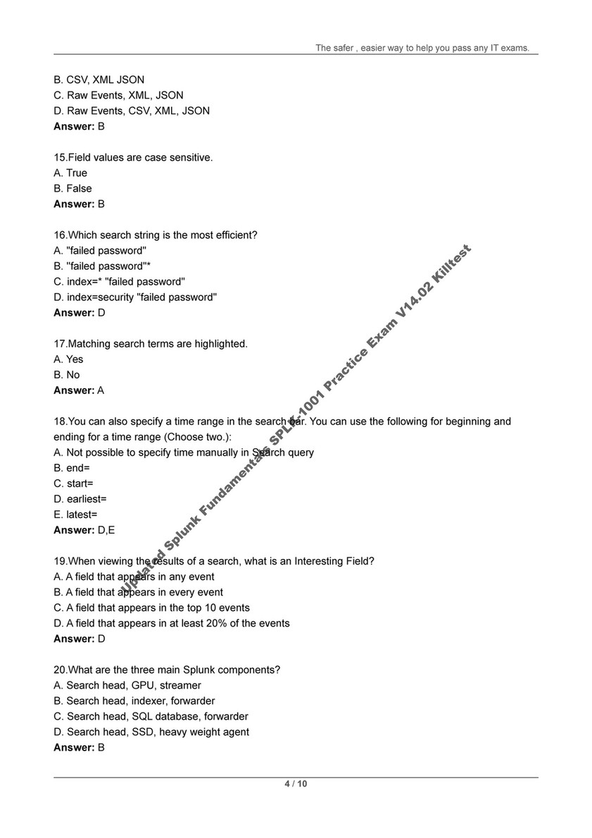 Test SPLK-1001 Questions Fee