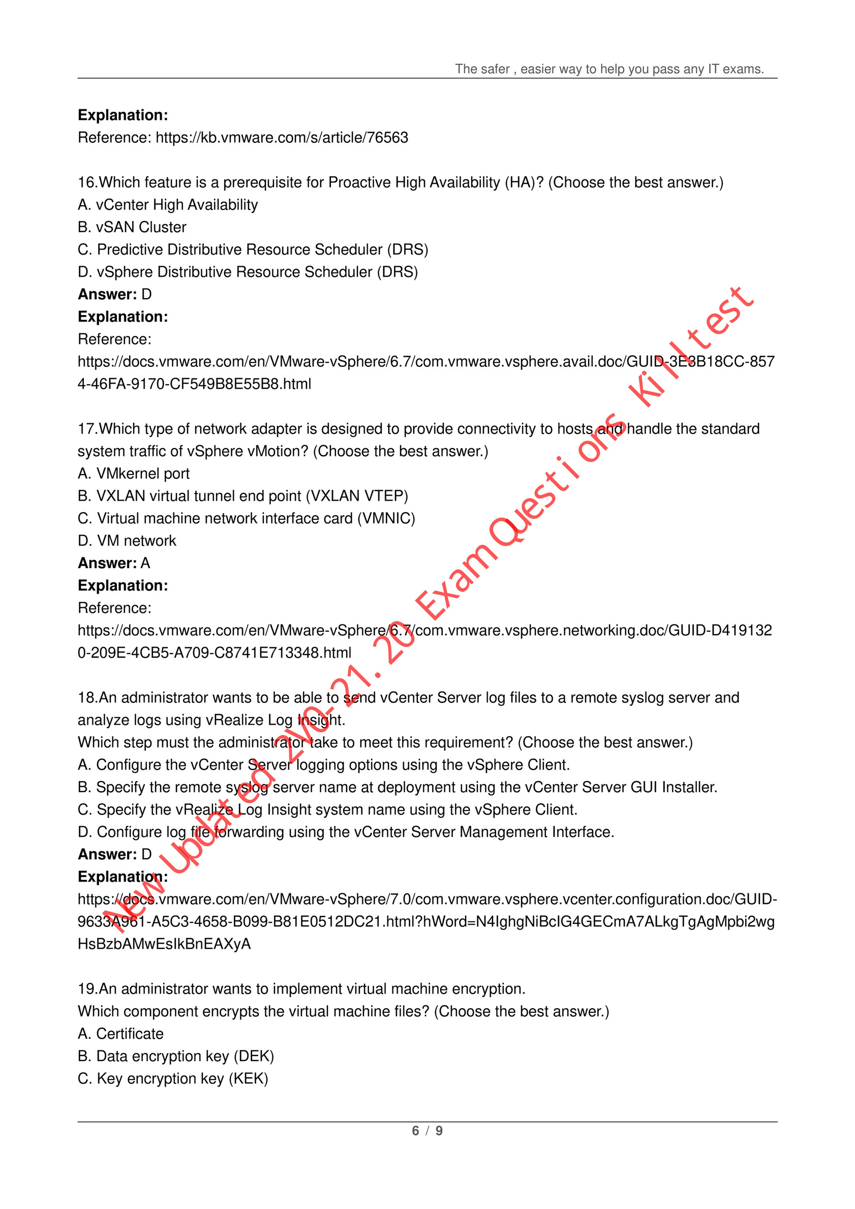 Killtest - New Updated VMware 2V0-21.20 Exam Questions Killtest - Page 1 -  Created with Sns-Brigh10