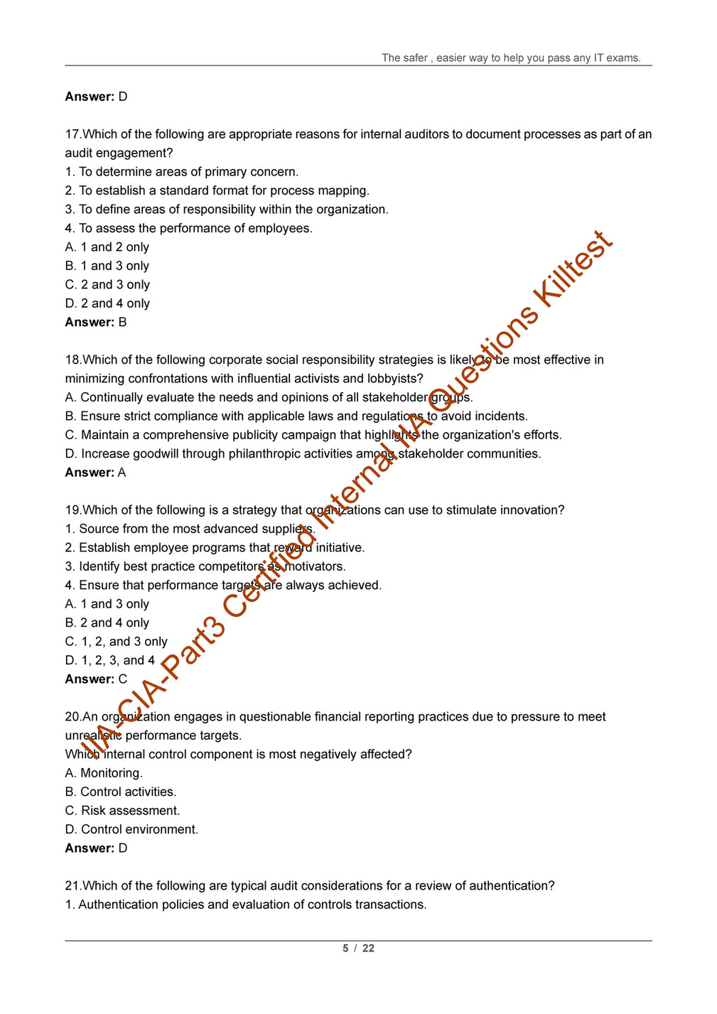 Test Certification IIA-CIA-Part3 Cost