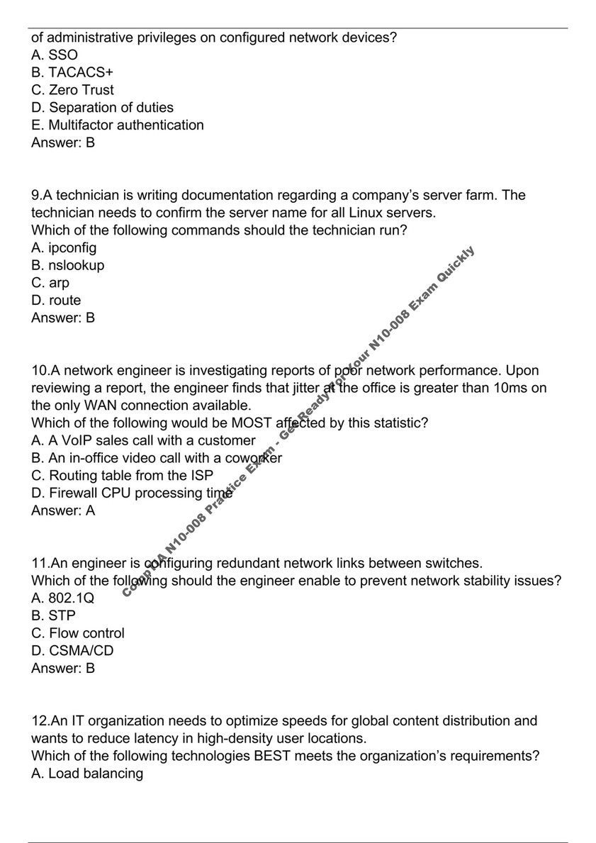 N10-008 Guaranteed Questions Answers