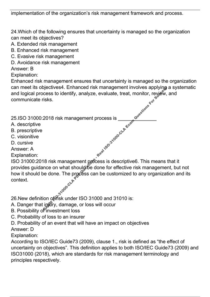 Study Guide ISO-31000-CLA Pdf