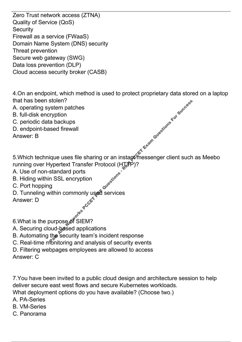 Latest PCCET Practice Questions