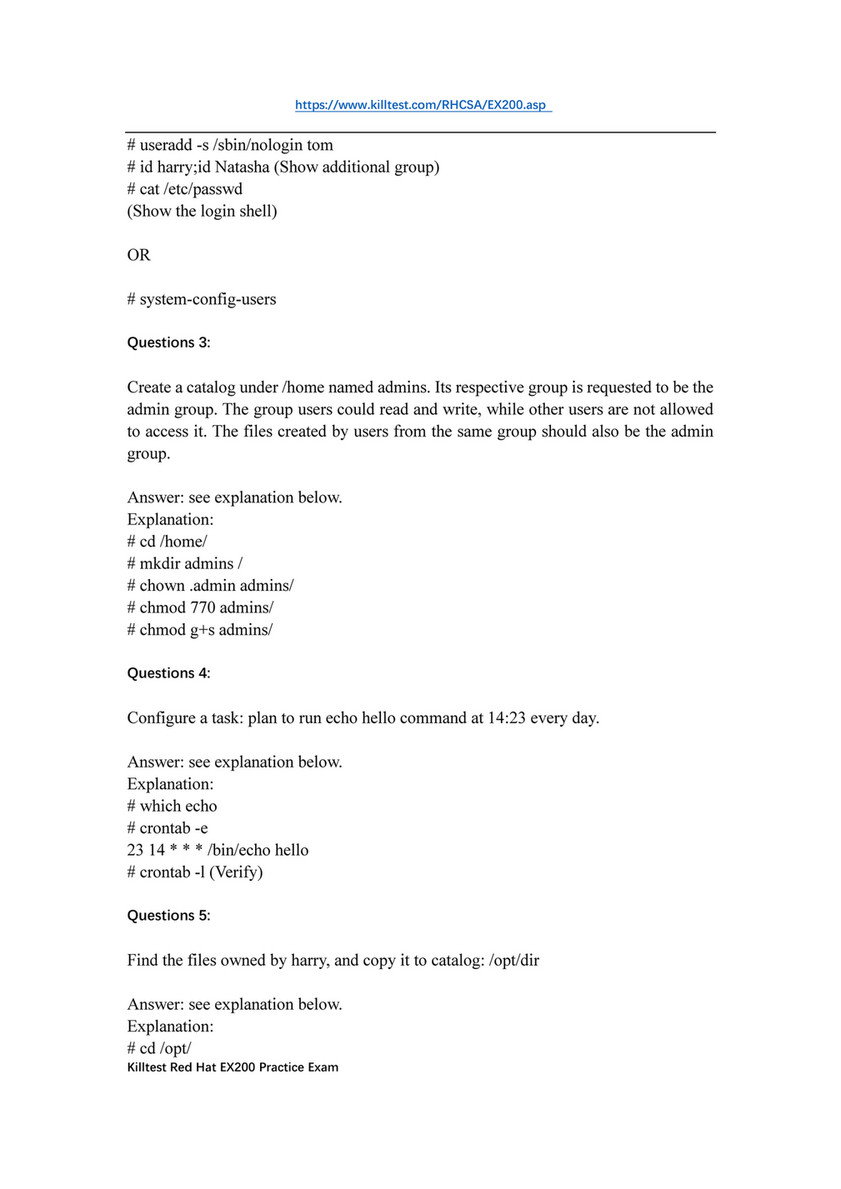 Killtest - Real EX200 Red Hat RHCSA Study Guide Killtest - Page 1 - Created  with Sns-Brigh10