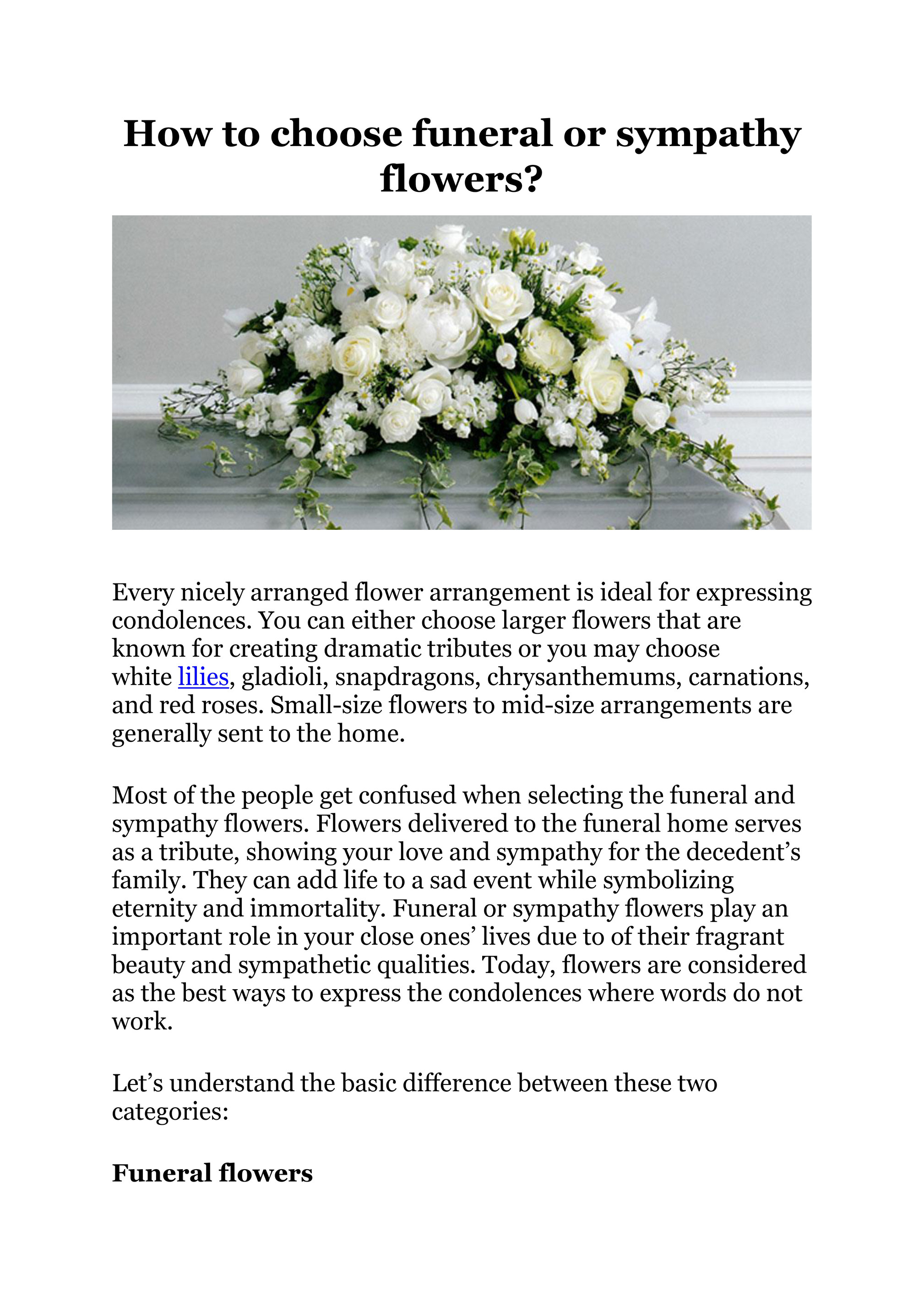 Bloom2u - How to choose funeral or sympathy flowers - Page 1 - Created with  Publitas.com