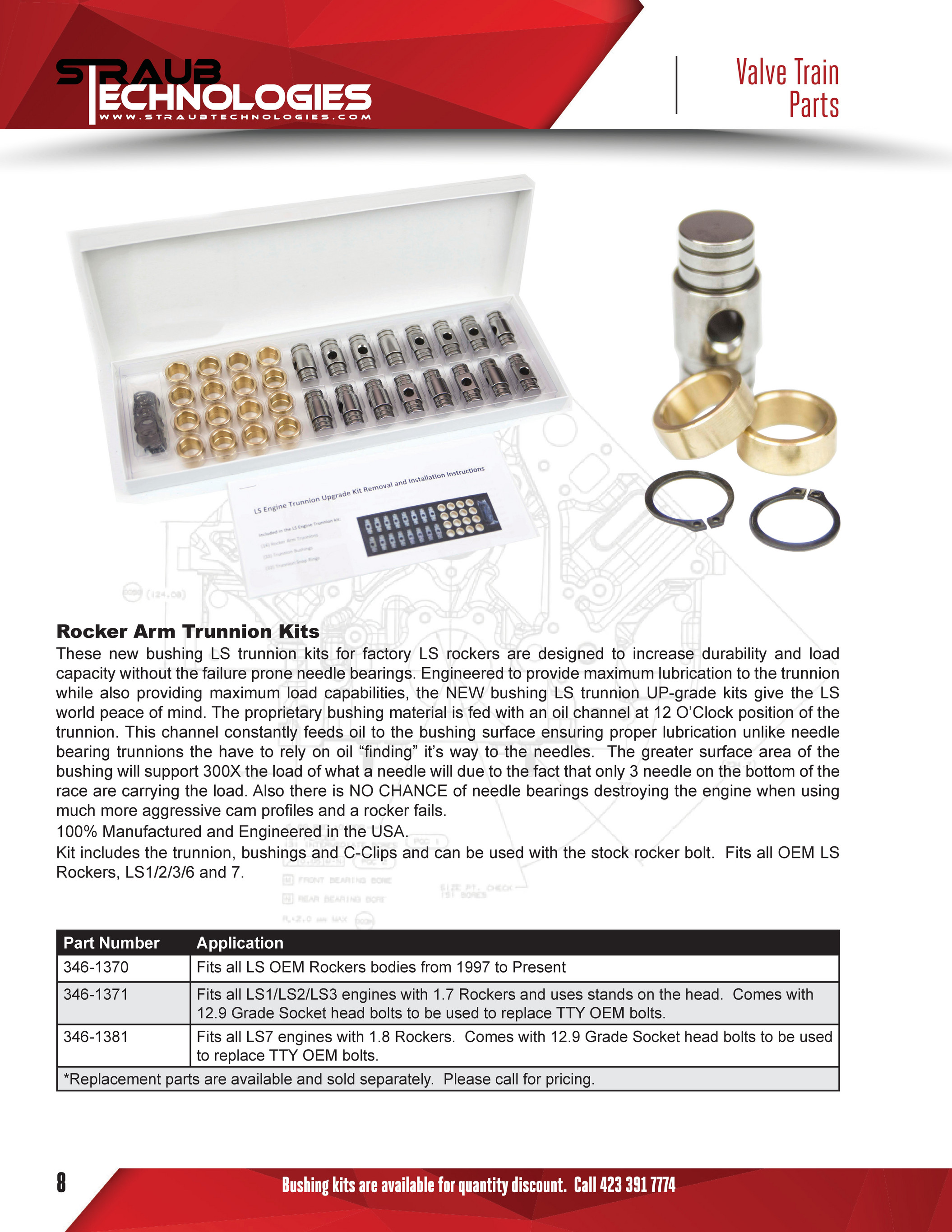 Straub Technologies Rocker Arm Trunnion Kit LS7 w/1.8 Ratio Rockers Straub Technologies Rocker Arm Trunnion Kit LS7 w/1.8 Ratio Rockers