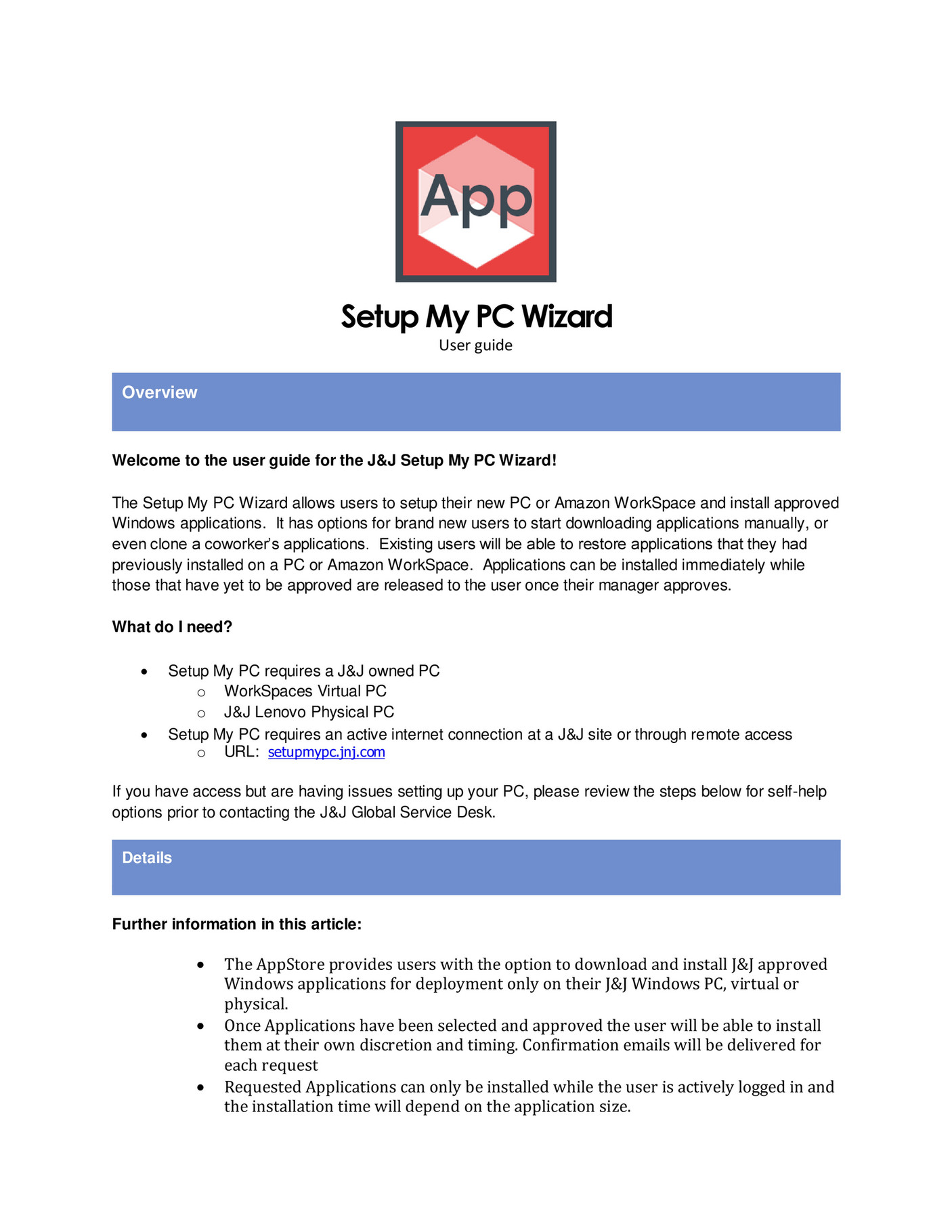 Jnj My Store >> Jnj Appstore Setupmypc Userguide V1 Page 1 Created Jnj My Store >> Jnj Appstore Setupmypc Userguide V1 Page 1 Created
