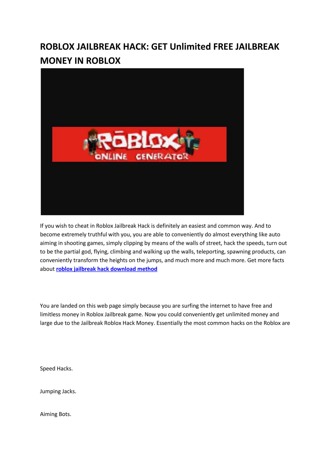 New Roblox Jailbreak Hack