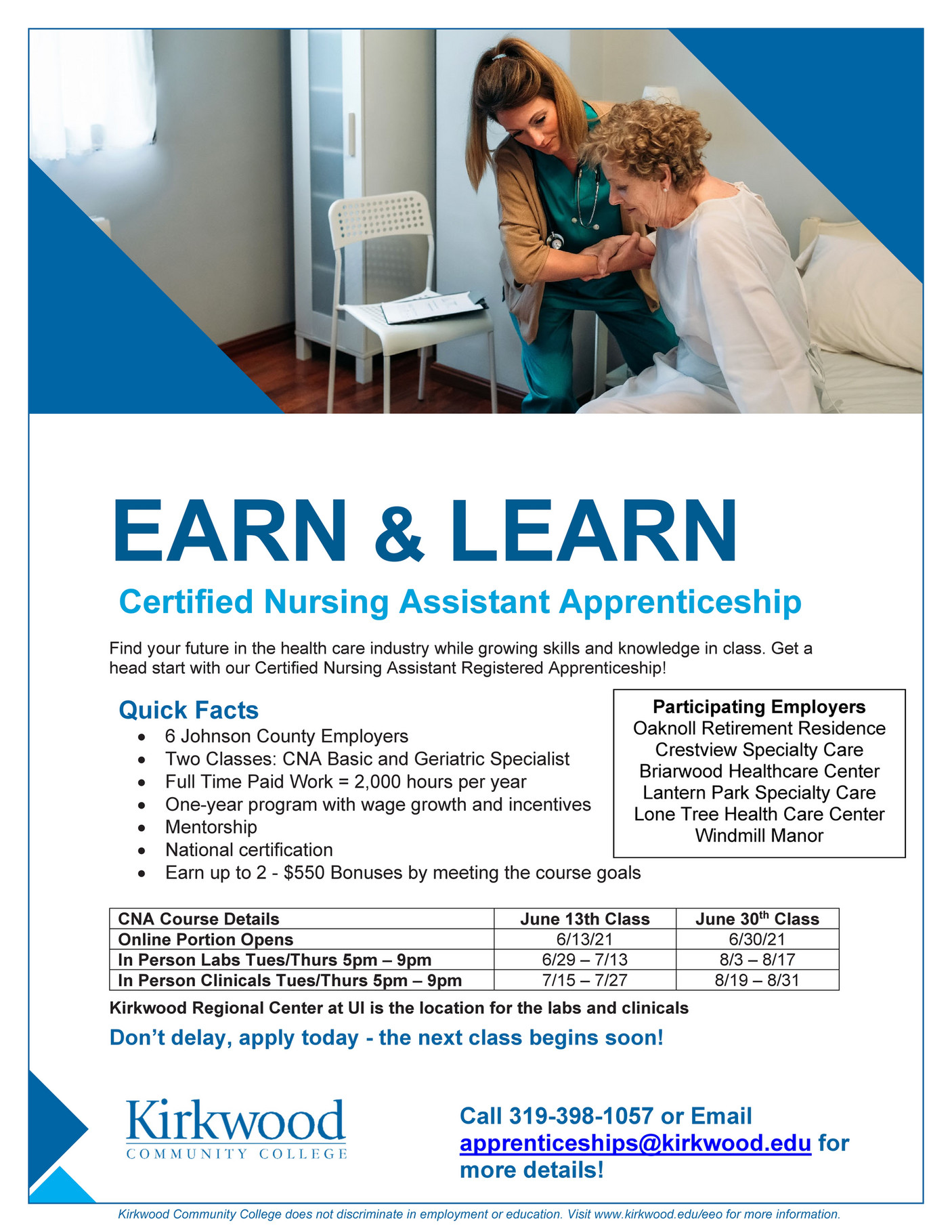 Kirkwood Community College CNA Apprenticeship Johnson County June