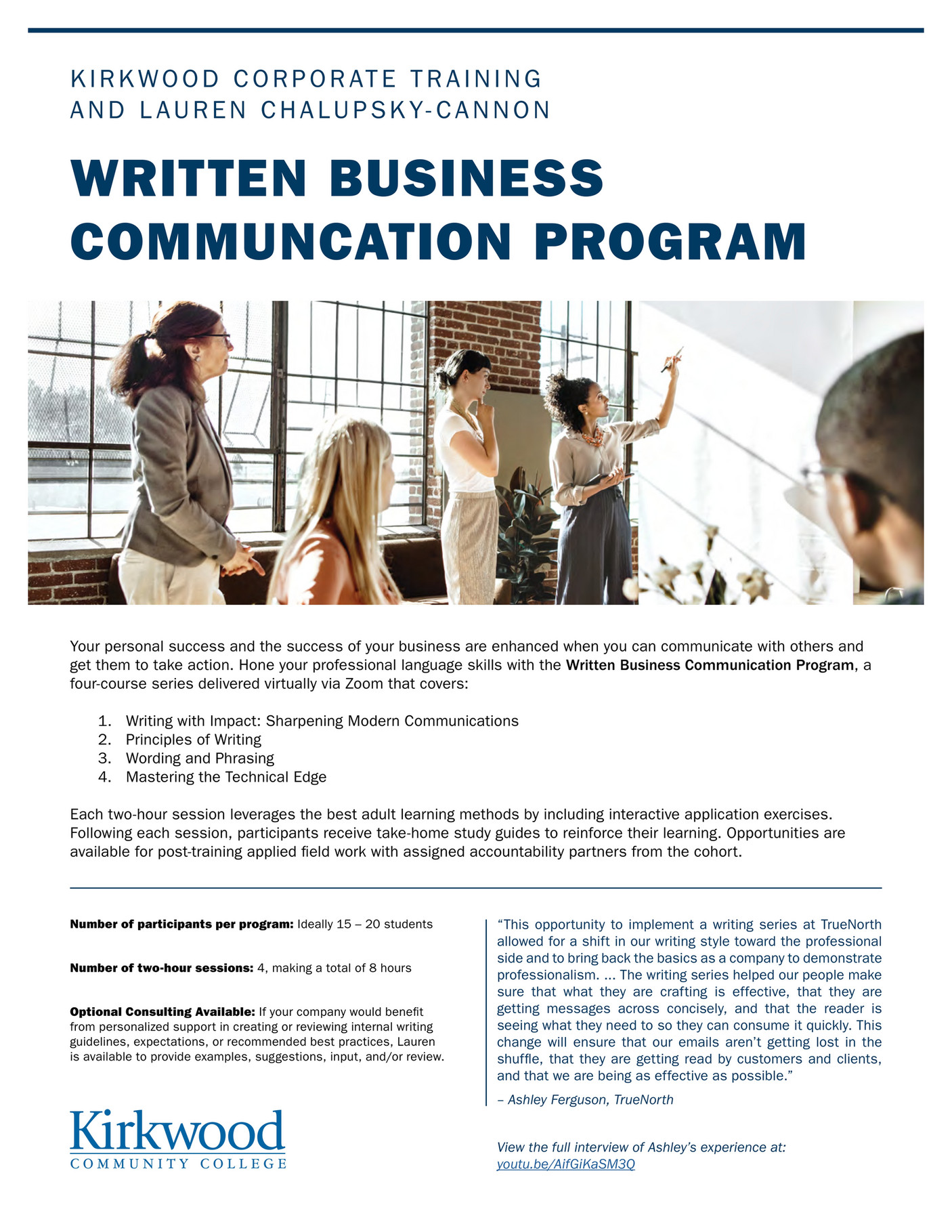 Kirkwood Community College Corporate Training Written Business Communication Program Flyer 3837