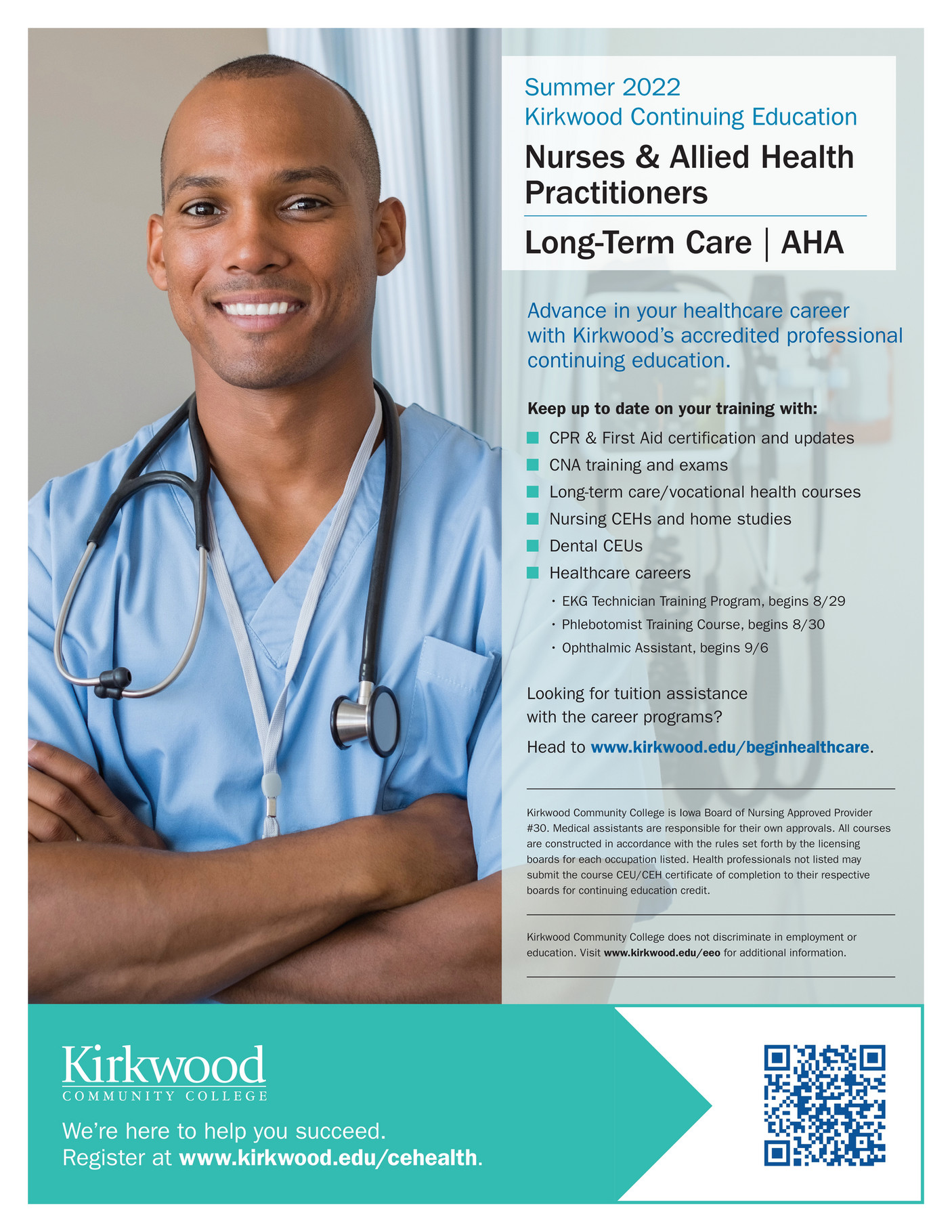 Kirkwood Community College Allied Health Summer 2022 Flyer Page 1