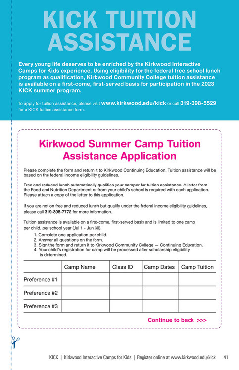 Kirkwood Community College Kick Summer Camps 2023 Brochure Page 40 41 5403