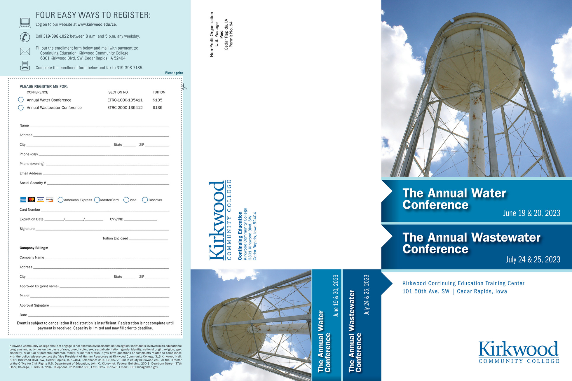 Kirkwood Community College Water Wastewater Conference 2023 brochure