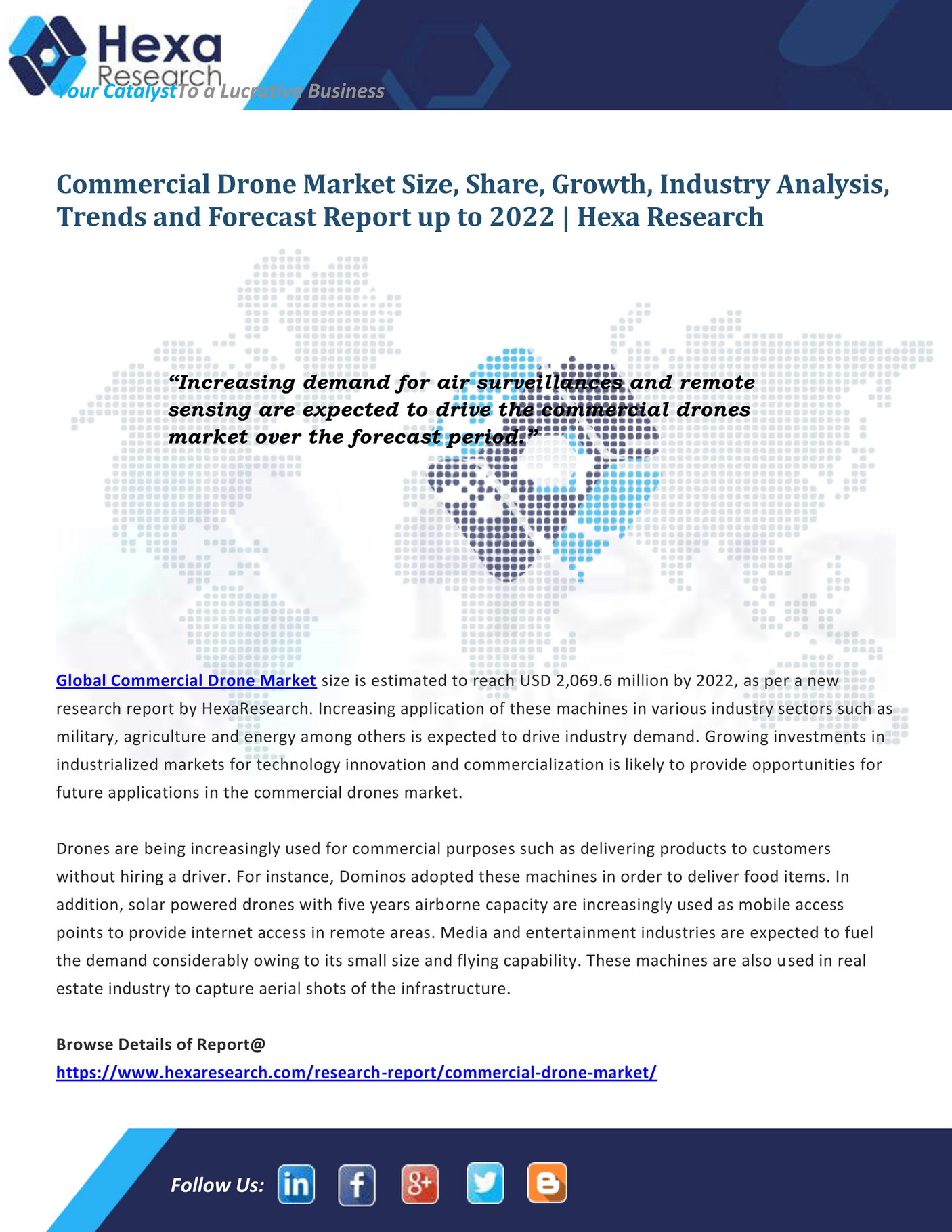 Grand View Research Worldwide Commercial Drone Industry to Exceed 2