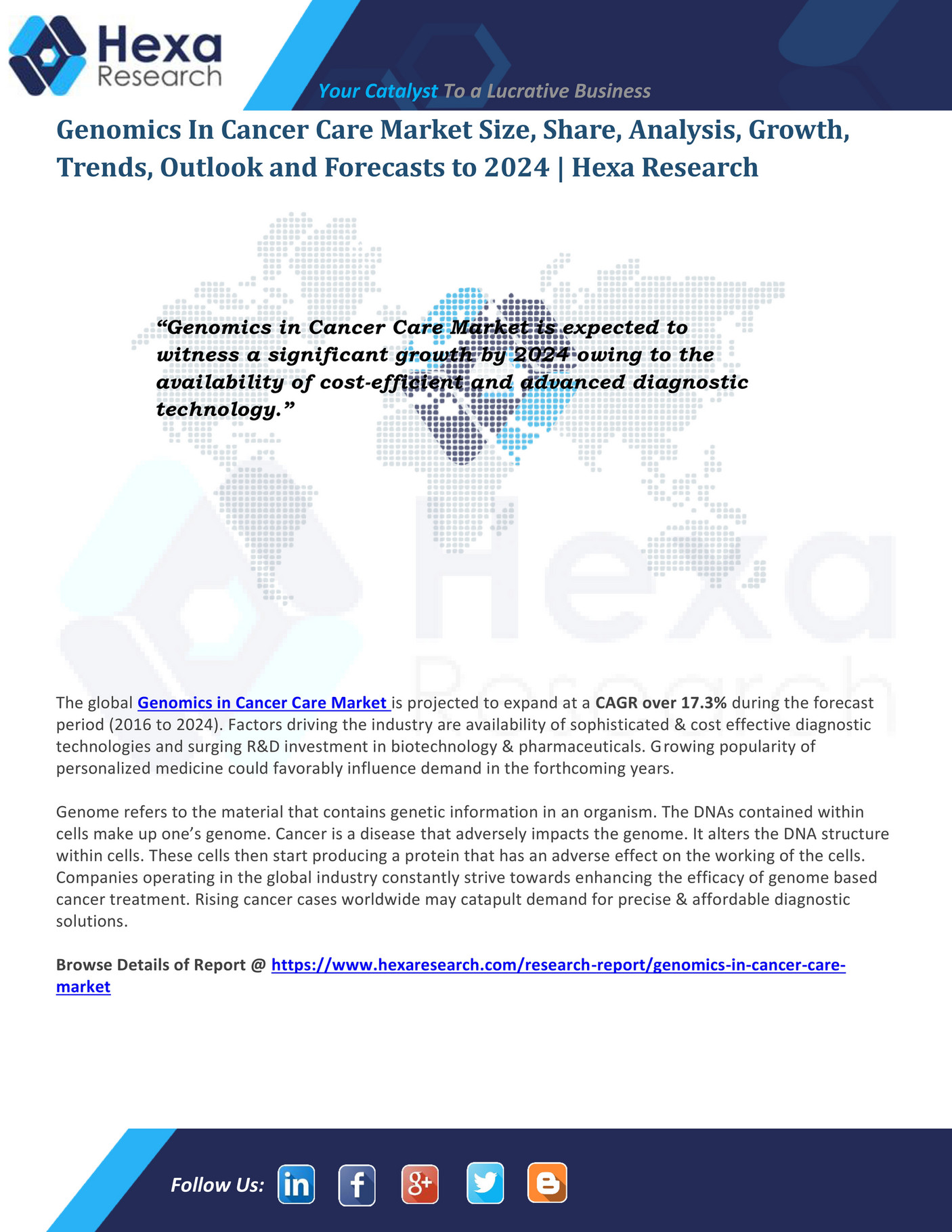 Grand View Research Genomics in Cancer Care Market Size, Share Report