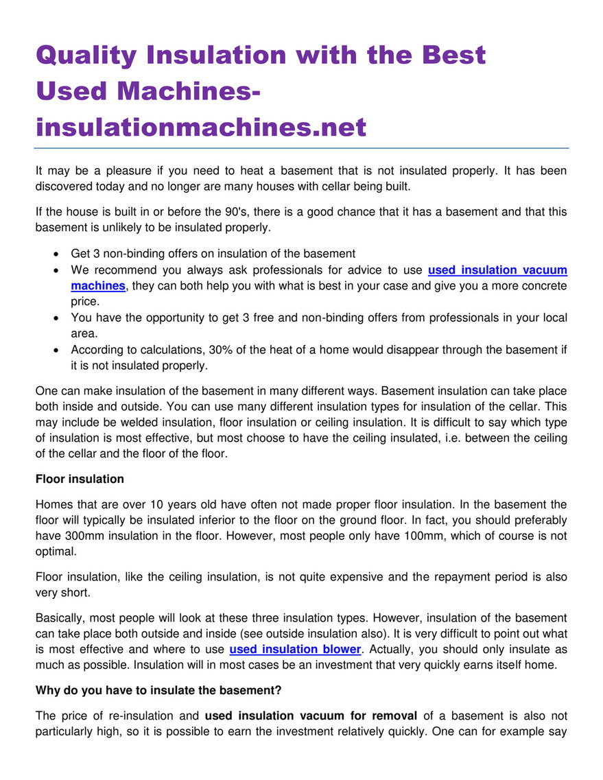 My Publications Quality Insulation With The Best Used Machines