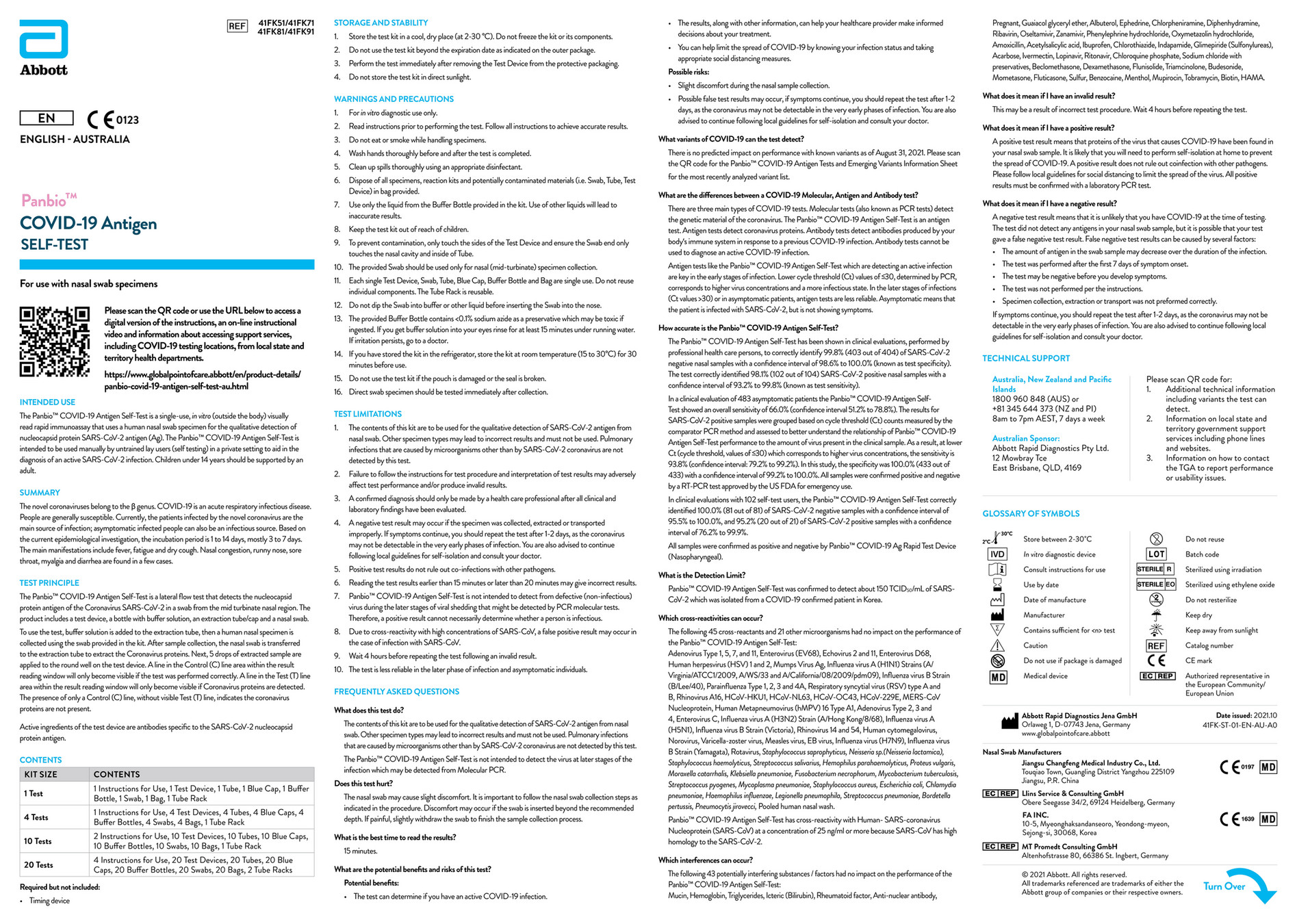 Andatech Panbio COVID19 Antigen Self Test Kit Instructions for Use
