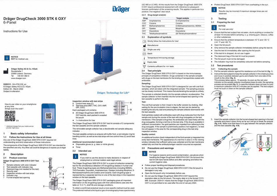 Andatech - Drager Drugcheck 3000 Oxy Saliva Drug Test Kit - Product 