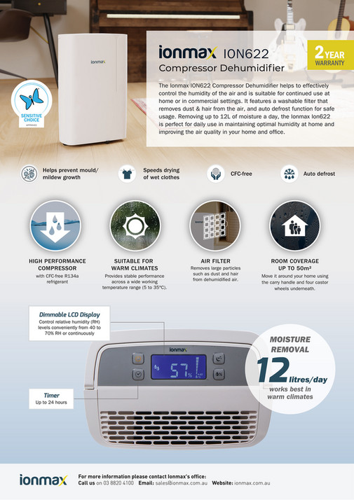 Andatech Ionmax Ion622 Compressor Dehumidifier Fact Sheet Page 1 Created With