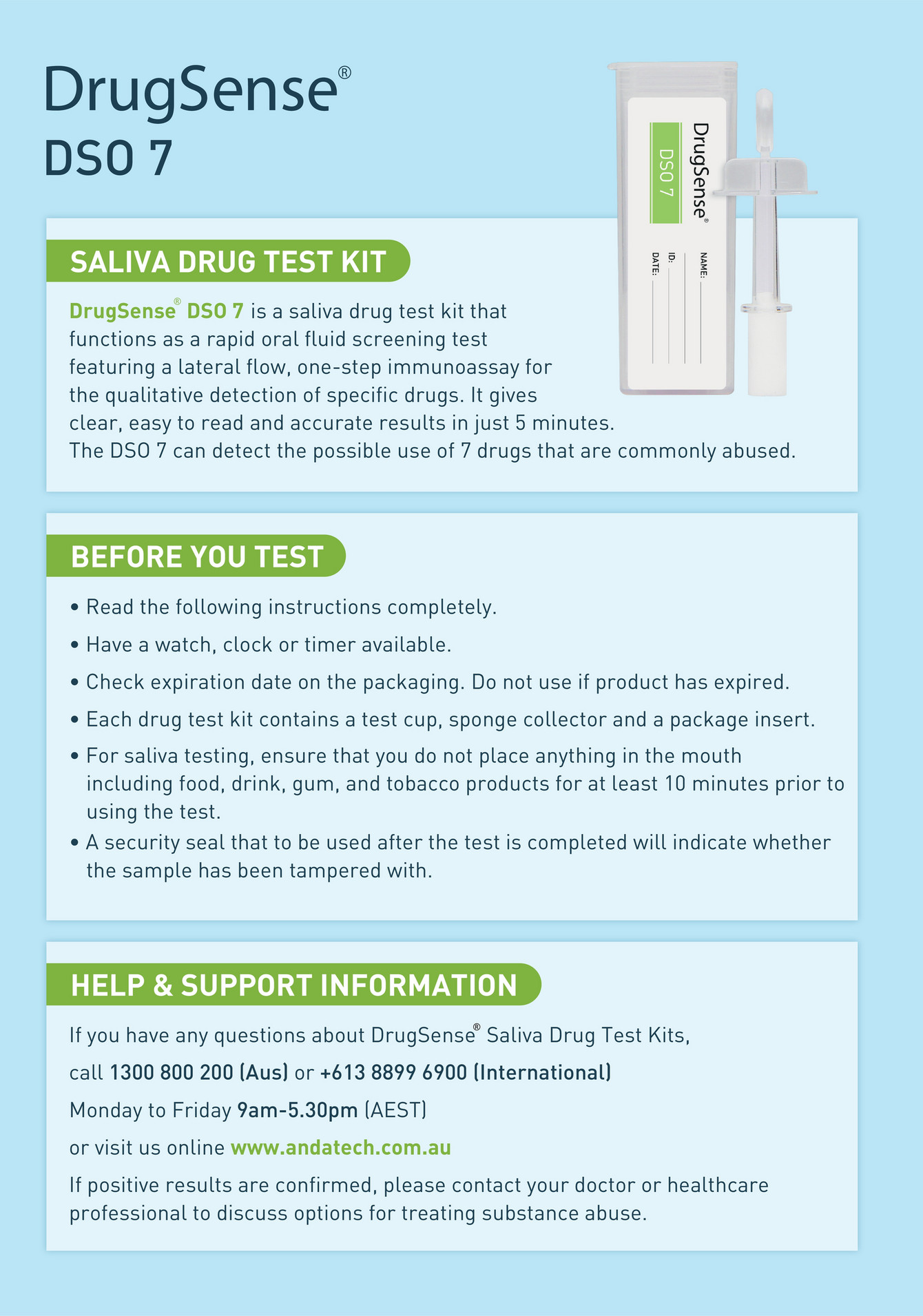 My publications DrugSense DSO7 Saliva Drug Testing Kit User Manual