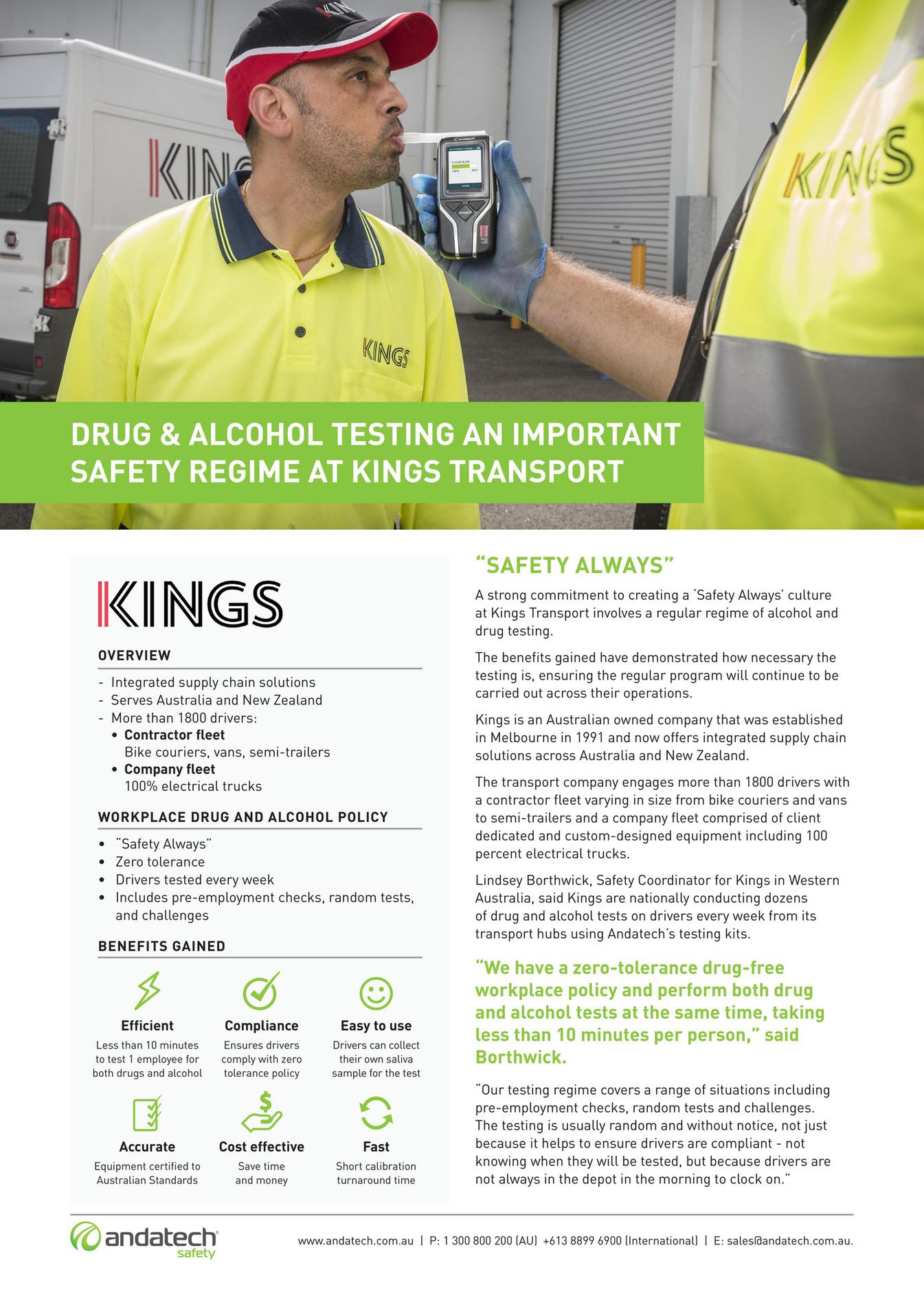 Andatech Drug and Alcohol Testing Case Study Kings Transport