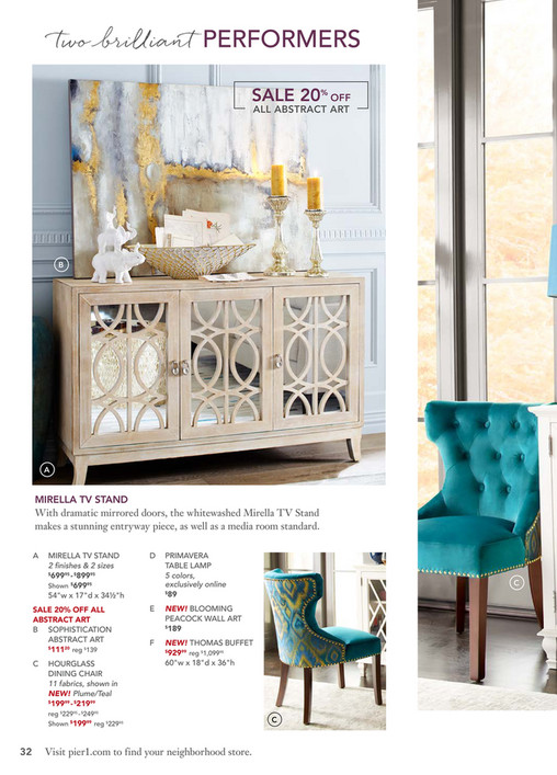 Pier 1 Imports October 2018 Mailer Thomas Rain White Buffet Table Two Brilliant Performers 20 Off All Abstract Art B A Mirella Tv Stand With