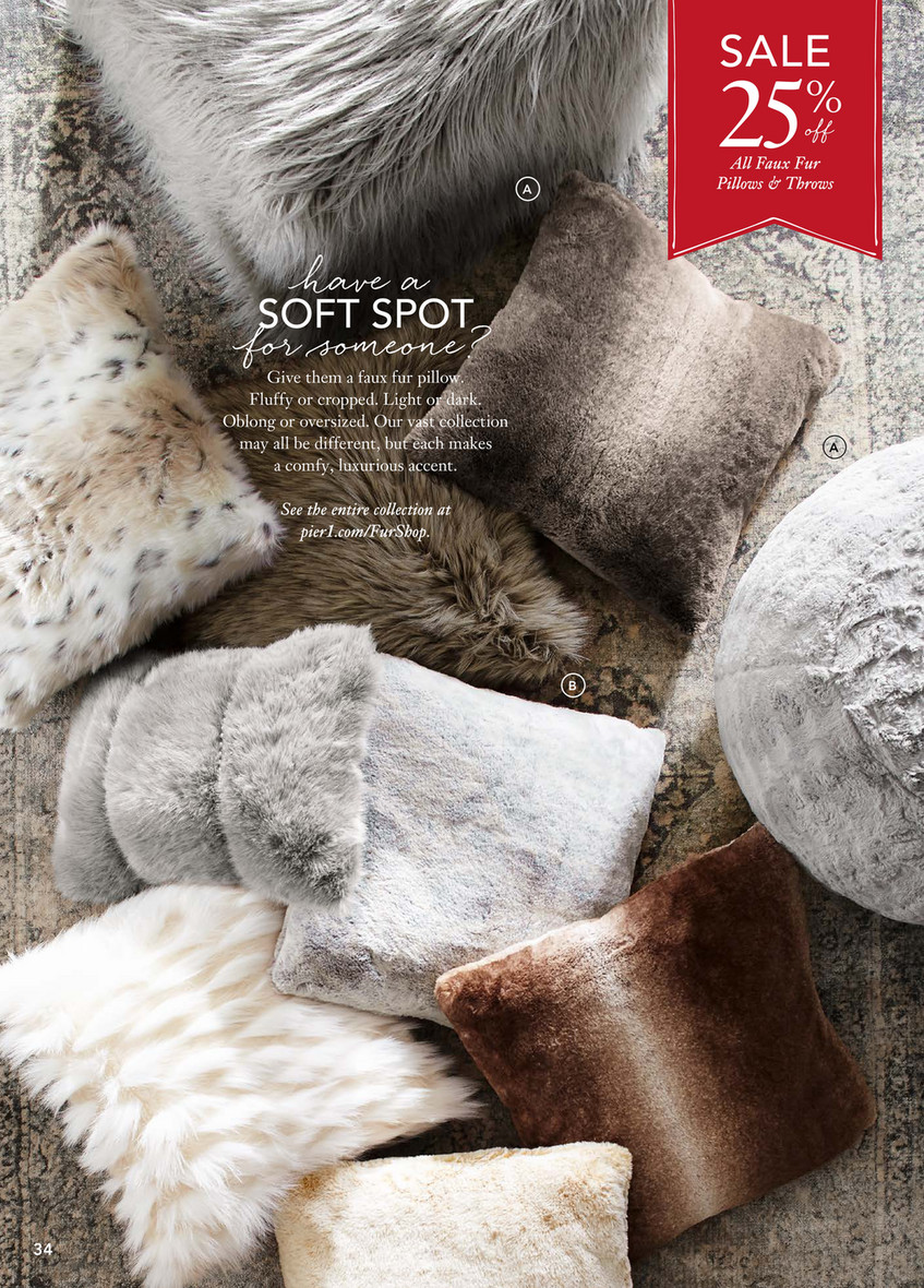 Pier 1 Imports December 2017 Mailer Fuzzy Faux Fur Snow